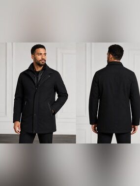 Report Collection Men’s Black Quilted Lined Jacket Coat SizeS Zip Snap Front Li